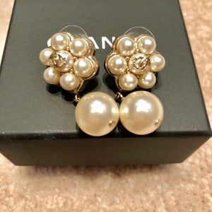 Chanel Pearl Cluster and Pearl Drop Earrings